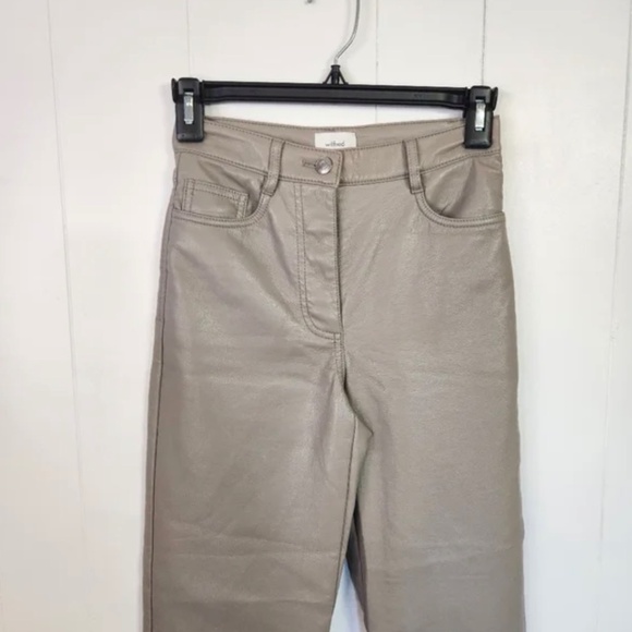 Wilfred Aritzia Faux Vegan Leather Melina Pants High Rise Straight Leg Tan Xs - Picture 4 of 7
